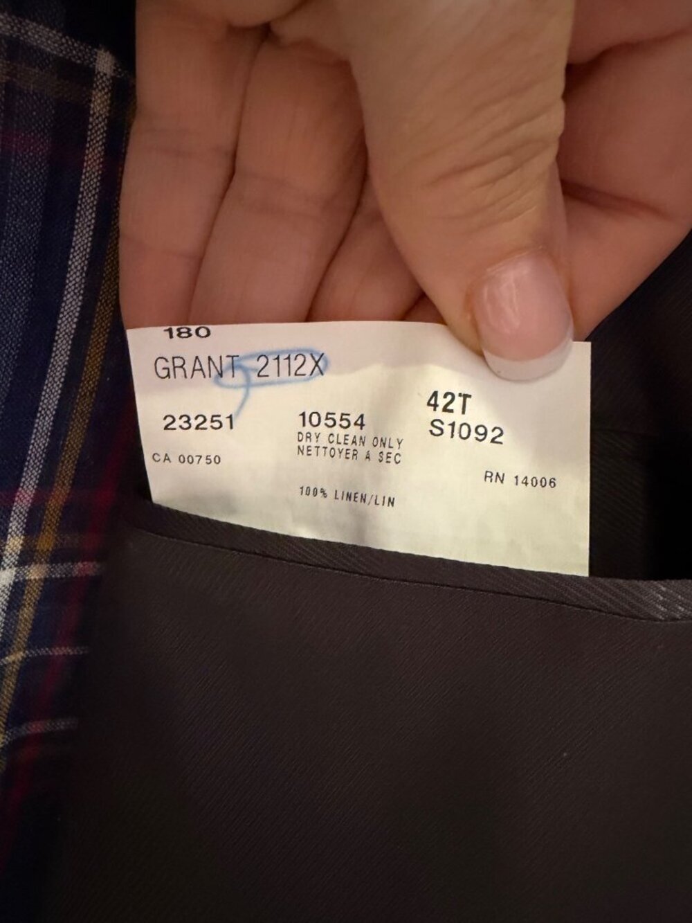 Bullock & Jones Mens Linen Blazer Sport Coat 42 Tall Blue Plaid Notch Classic - Picture 5 of 16